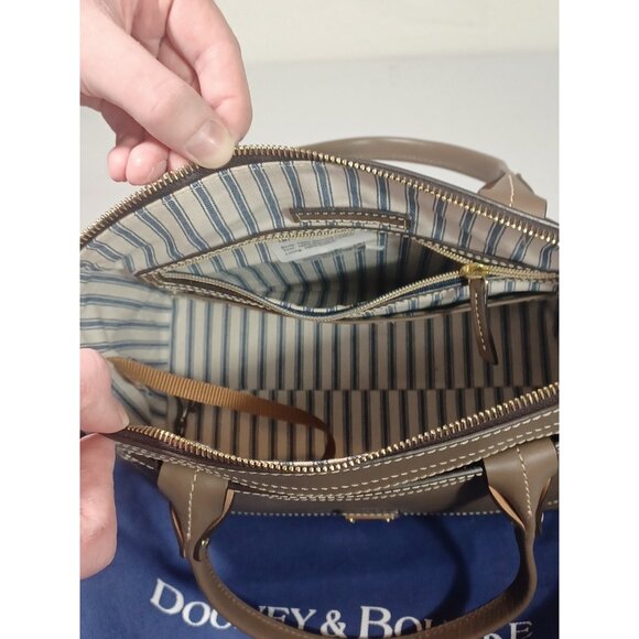 NEW Sales Sample Dooney & Bourke Beacon Domed Satchel BBECN1469 Taupe Brown - Picture 9 of 10